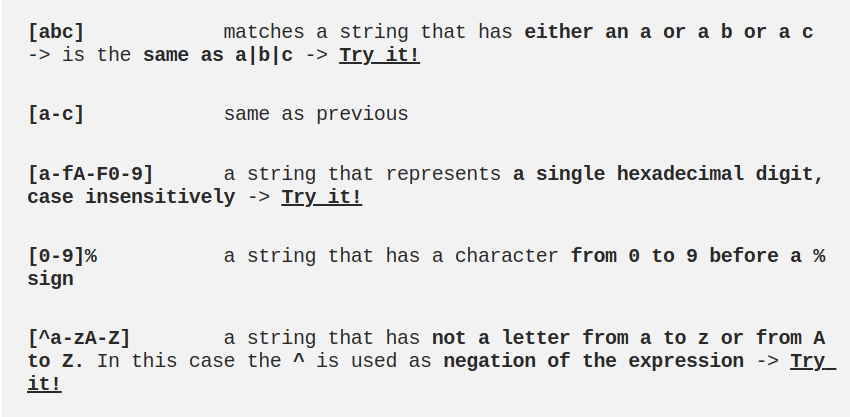 Bracket Expressions